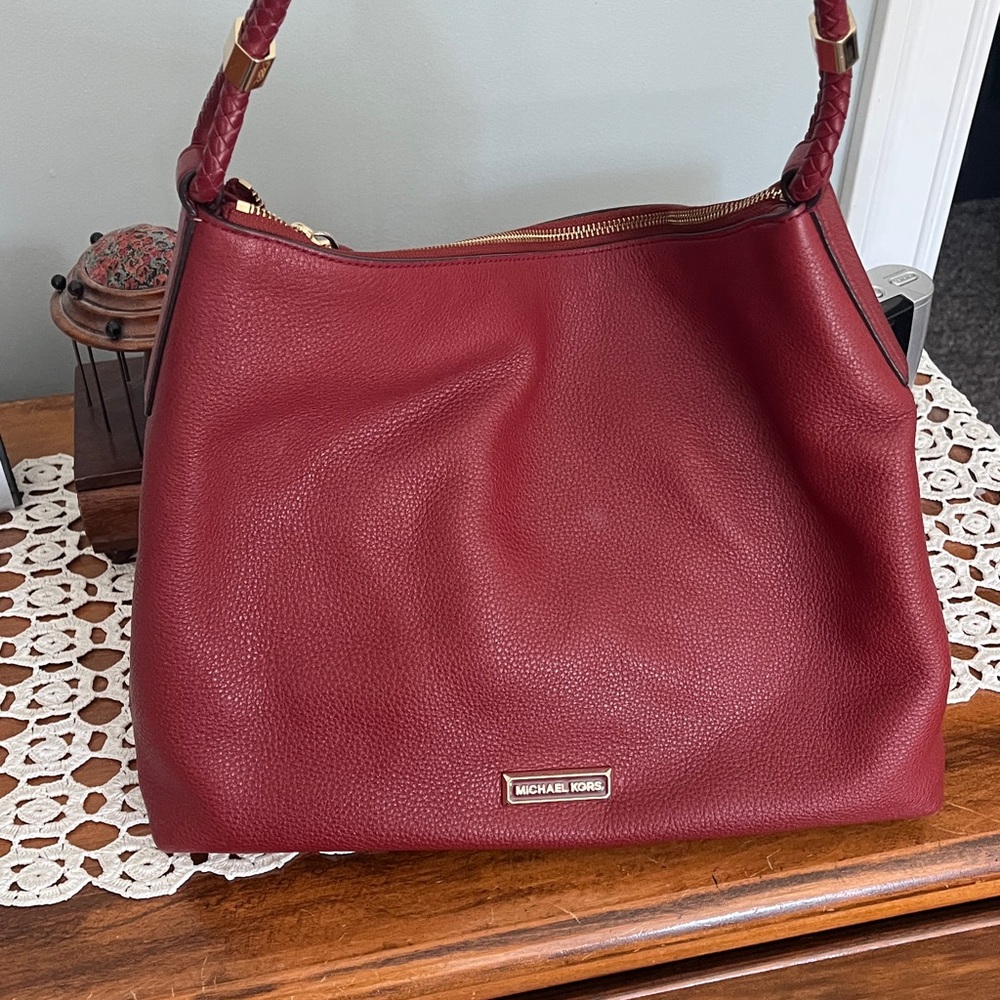 Michael Kors Red Leather Hobo Bag with dust bag.